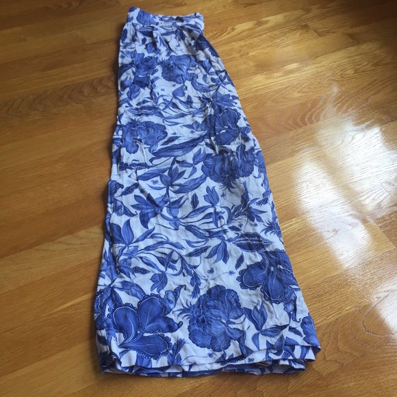 H&M Pants - H&M Palazzo Capris Pants Wide Leg Floral Pullon Pockets 4